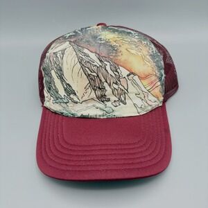 Blowfish Designs Mesh Back Trucker Hat Snapback Mountain Art New!